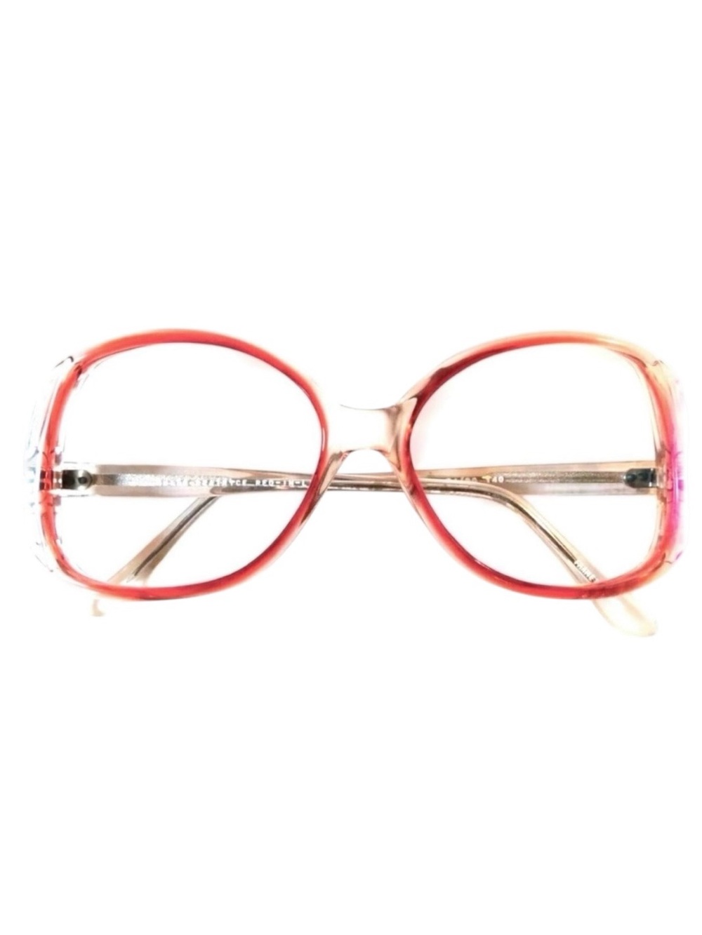 1980’s Vintage Red & Clear Oversized Eyeglasses with Cutouts, Unworn/Deadstock